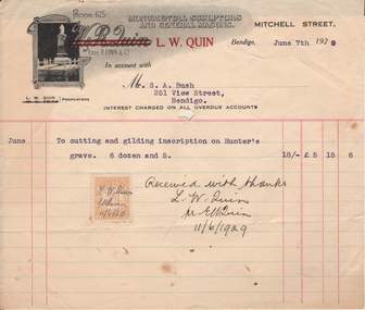 Document - MERLE BUSH COLLECTION: COLLECTION OF INVOICES, 1920 -1930