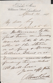Document - BUSH COLLECTION: LETTERS, 1878 - 1891