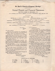 Document - BUSH COLLECTION:  FINANCIAL STATEMENTS AND BUDGETS - ST PAUL'S CHURCH OF ENGLAND, 1938-1939