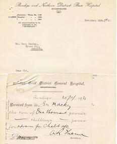 Document - MEMORIAL SANITORIUM COLLECTION:LETTERS AND RECEIPTS, 1933
