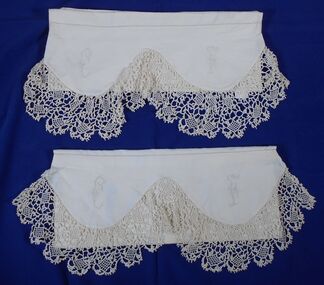 Textile - FAVALORO COLLECTION: EMBROIDERED LACE EDGED PAIR OF PILLOWCASES, Early 1900's