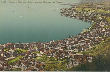 Postcard - ROY AND DORIS KELLY COLLECTION: PARCOURS MONTREUX-GLION, VUE SUR MONTREUX ET CLARENS, 1900-1920
