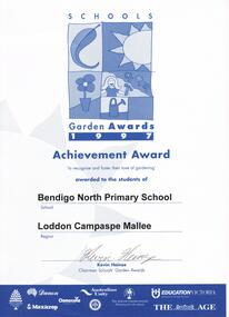 Document - BENDIGO NORTH P.S. COLLECTION: AWARD CERTIFICATE, 1997