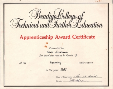 Document - BENDIGO COLLEGE OF TECHINCAL AND FURTHER EDUCATION