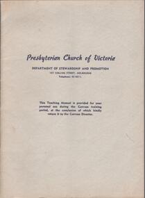 Book - KEN HESSE COLLECTION: PRESBYTERIAN CHURCH OF VICTORIA DEPARTMENT OF STEWARDSHIP AND PROMOTION