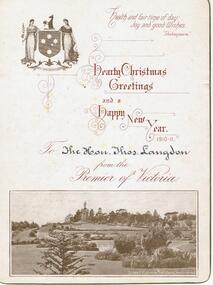 Document - THOMAS LANGDON COLLECTION: CHRISTMAS CARD, 1910
