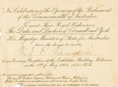 Document - THOMAS LANGDON COLLECTION: INVITATION, 1901