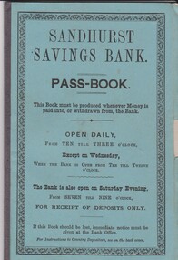 Document - SANDHURST SAVINGS BANK PASS-BOOK FOR MRS SARAH KANE