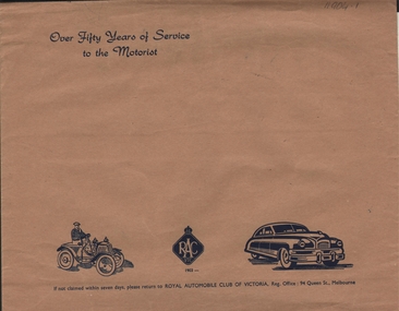 Document - JOAN MCEWAN COLLECTION: RACV ENVELOPE