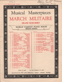 Document - JOAN MCEWAN COLLECTION:  SHEET MUSIC, MARCH MILITAIRE