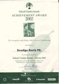 Award - NORTH BENDIGO P.S. COLLECTION: SCHOOL'S GARDEN AWAWARDS ACHIEVEMENT AWARD 2002