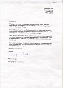 Document - ALMOND ROWE WILLIAMS COLLECTION: LETTER