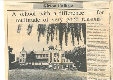 Newspaper - JOHN WILLIAMS COLLECTION: GIRTON COLLEGE - A SCHOOL WITH A DIFFERENCE, 1998