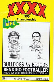 Book - JOHN WILLIAMS COLLECTION: FOUR XXXX 1990 BENDIGO FOOTBALLER, 23 Sept 1990