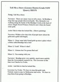 Document - JOHN WILLIAMS COLLECTION: PLAYLET PRESENTED TO ALL CLUSTER SCHOOLS, 2004