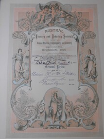 Document - FOSTER AND WILSON COLLECTION: CERTIFICATE AUSTRAL LITERARY AND DEBATING SOCIETY, 1905