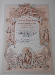 Document - FOSTER AND WILSON COLLECTION: CERTIFICATE AUSTRAL LITERARY AND DEBATING SOCIETY, 1906