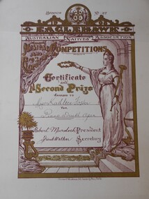 Document - FOSTER AND WILSON COLLECTION: CERTIFICATE EAGLEHAWK AUSTRALIAN NATIVES ASSOCIATION, 1908
