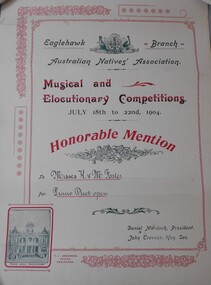 Document - FOSTER AND WILSON COLLECTION: EAGLEHAWK BRANCH AUSTRALIAN NATIVES ASSOCIATION, 1904
