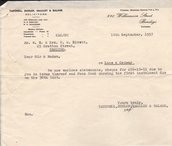 Document - CONNOLLY, TATCHELL, DUNLOP COLLECTION: INVOICES