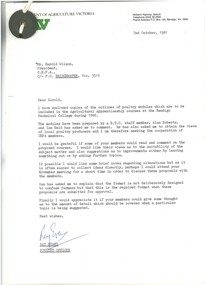 Document - CEPA COLLECTION: LETTER FROM DEPARTMENT OF AGRICULTURE VICTORIA