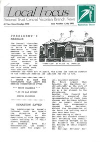 Document - NATIONAL TRUST COLLECTION: NEWSLETTER 'LOCAL FOCUS', 1991