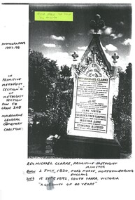 Document - PHOTOGRAPH OF HEADSTONE OF REV MICHAEL CLARKE, 1997