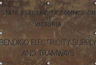 Plaque - BRASS PLAQUE SECV BENDIGO ELECTRICITY ANDF TRAMWAYS