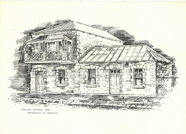 Drawing - BLACK AND WHITE SKETCH - SPECIMEN COTTAGE 1856 - STAN THOMAS