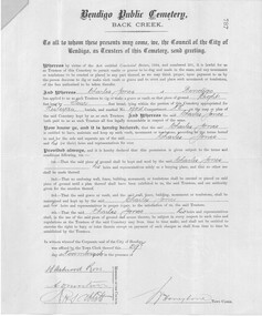 Document - RECEIPT & TITLE FOR CEMETERY PLOT FOR CHARLES JONES, WESLEYAN SECTION, PLOT NUMBER 19114, DATED 29 NOVEMBER 1906