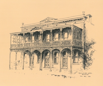 Drawing - JAN NEIL COLLECTION: GOLD MINES HOTEL, MARONG ROAD