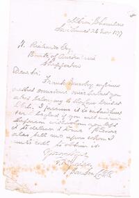 Document - PERSONAL CORRESPONDENCE FROM F. D. JONES. HON. SEC. LAW CRICKET CLUB TO H. RICHARDS ESQ