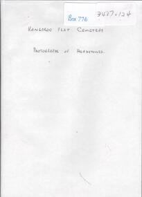 Photograph - KANGAROO FLAT CEMETERY