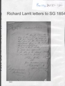 Archive - RICHARD LARRITT LETTERS, 1854