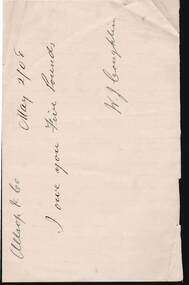 Document - KELLY AND ALLSOP COLLECTION: IOU W. J. COUGHLIN
