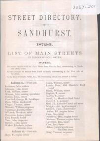 Archive - SANDHURST STREET DIRECTORY, 1872-1873