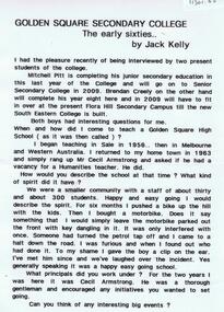 Document - GOLDEN SQUARE HIGH SCHOOL COLLECTION: THE EARLY SIXTIES, 11956