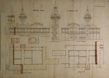 Plan - MARKS COLLECTION: PLAN FOR THE ADDITION OF A FOUR LEVEL STAIRCASE TOWER TO THE GARDEN ELEVATION OF FORTUNA VILLA FOR GEO. LANSELL ESQ