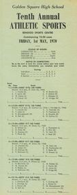 Document - GOLDEN SQUARE HIGH SCHOOL COLLECTION: ATHLETIC SPORTS
