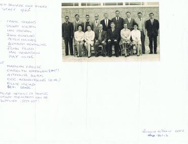 Photograph - GOLDEN SQUARE HIGH SCHOOL COLLECTION :STAFF 1962, 1962