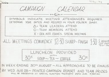 Document - JAMES LERK COLLECTION: CAMPAIGN CALENDAR