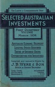 Book - JAMES LERK COLLECTION: SELECTED AUSTRALIAN INVESTMENTS, 1936