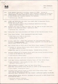 Memorabilia - MYER CHRONOLOGY 1901 TO 1981