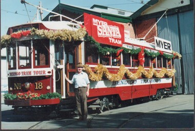 Photograph - B&W photo of the Myer Santa Tram November 1991