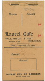 Administrative record - Laurel Cafe Check Book