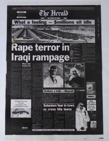Negative - Negative of front page of "The Herald" newspaper final edition, 14/08/1990