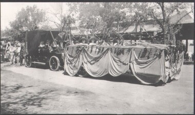 Photograph - B&W photograph of a "float" for the Myer Store for the Bendigo Easter Fair