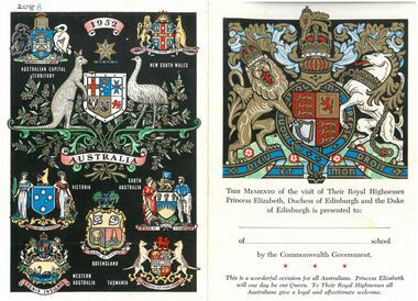 Memorabilia - Memento of the visit of Their Royal Highnesses Princess Elizabeth, Duchess of Edinburgh and the Duke of Edinburgh