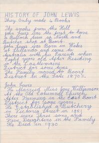 Document - History of John Lewis, Lewis Collection