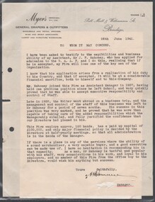 Letter - Reference for Mr. J F Mahoney